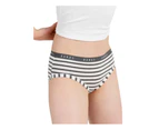 18 Pairs X Bonds Womens Cottontail Midi Underwear White/Charcoal Stripes Cotton/Elastane - White / Charcoal Stripes