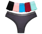18 X Womens Sheer Spandex / Cotton Briefs - Assorted Colours Undies 89513 - Multicoloured