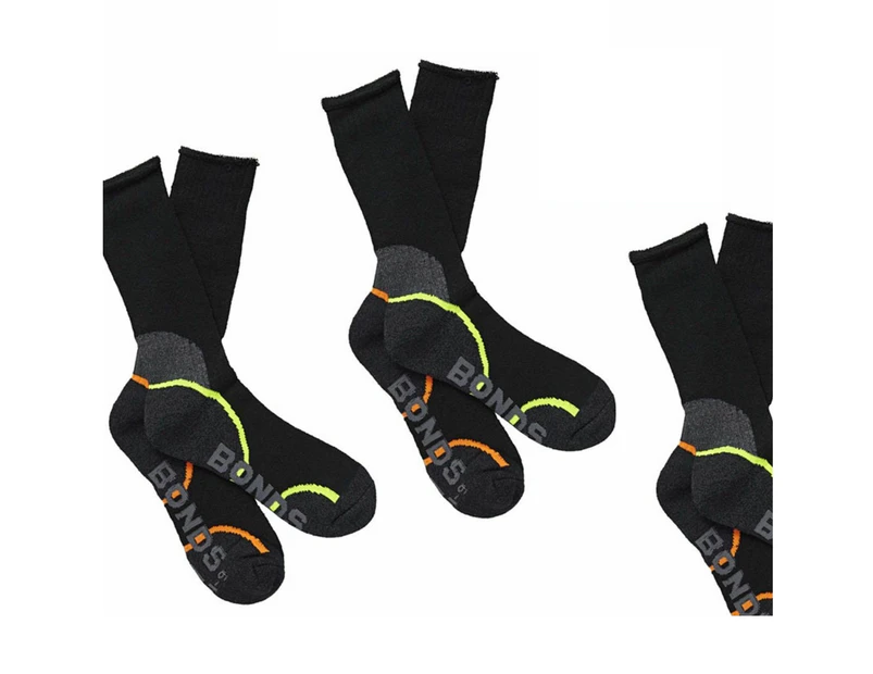 12 Pairs X Mens Bonds Acrylic Work Socks Ultimate Comfort Crew Black - Multicolor