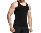 5 x Slimming Tank Top Mens Body Shaper Compression Vest Top Singlet Black - Black