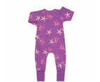 Unisex Baby & Toddler 3 x Bonds Wondersuit Baby 2-Way Zip Coverall Starfish Purple Cotton/Elastane - Purple