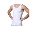 5 x Slimming Tank Top Mens Body Shaper Compression Vest Top Singlet White - White