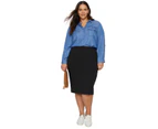 AUTOGRAPH - Plus Size - Womens Skirts -  Knee Length Two-Way Stretch Work Skirt - Black