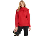 Grace Hill - Womens Jumper - Long Winter Sweater - Red Pullover - Casual Clothes - Knitwear - Long Sleeve - High Neck - Warm Comfy Fashion - Work Wear - Red