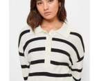 Knit Long Sleeve Polo Jumper - Lily Loves - White