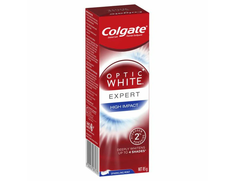 Optic White Expert High Impact Sparkling Mint Fluoride Toothpaste - Colgate - Red