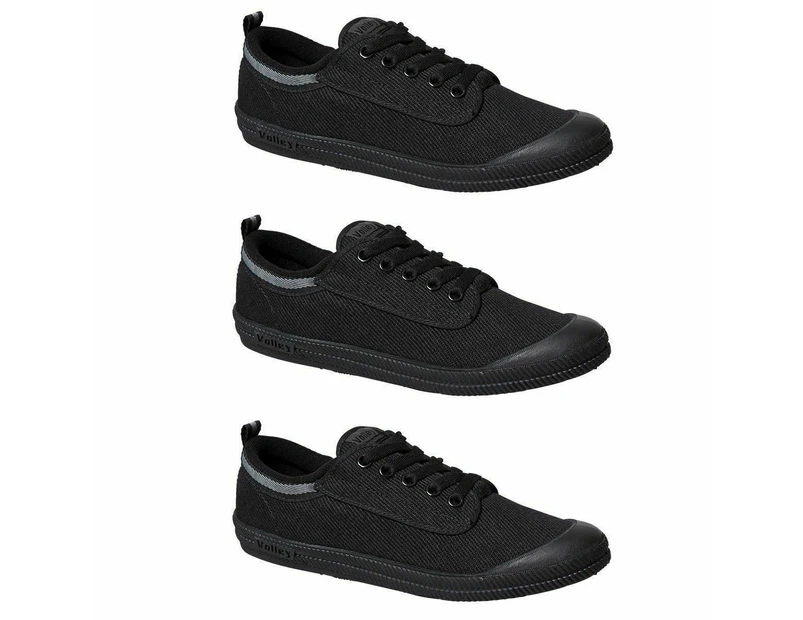 3 x DUNLOP VOLLEY INTERNATIONAL MEN'S CANVAS SHOES WHITE BLACK GREY - 3 Pairs Black/Dark Grey