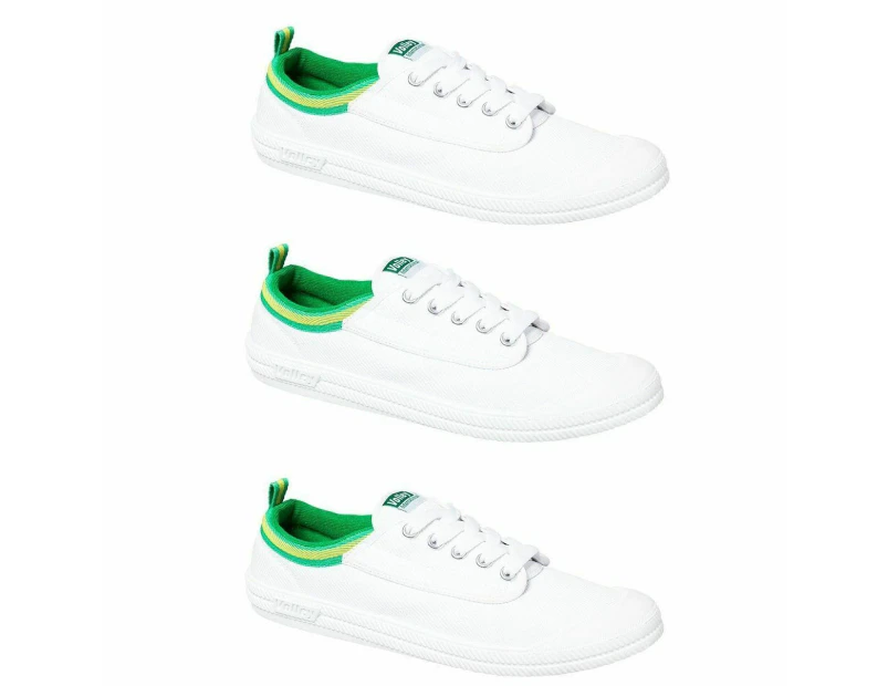 3 x DUNLOP VOLLEY INTERNATIONAL MEN'S CANVAS SHOES WHITE BLACK GREY - 3 pairs White/Green/Gold
