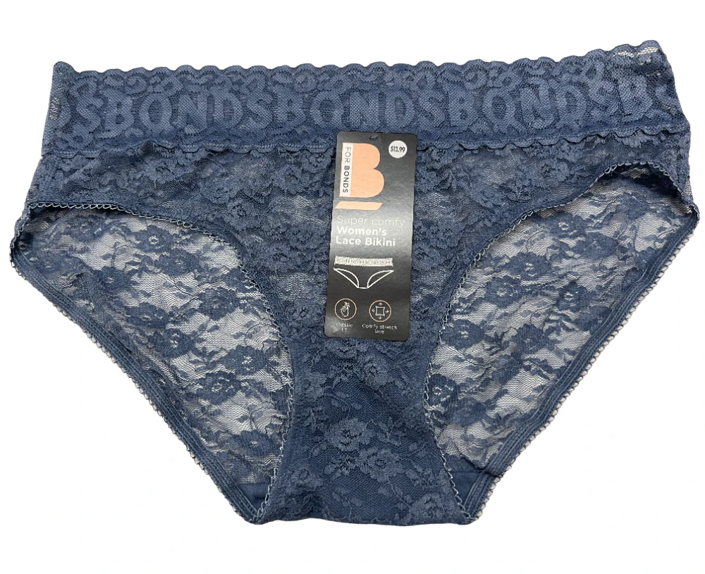 Womens Bonds Match Its Lace Bikini Underwear Dark Grey Elastane/Nylon -  Dark Grey (FSQ)