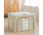 66L Foldable Storage Box Crushed Steel Frame Clothes Quilt Toys Organizer - Beige