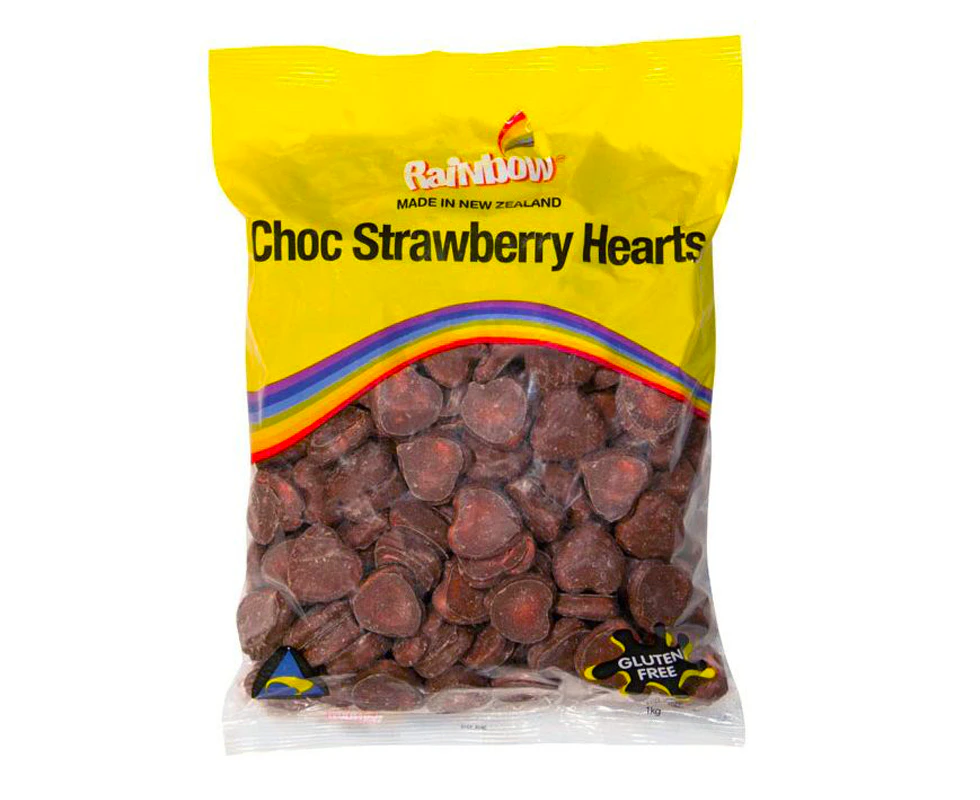 Rainbow Chocolate Strawberry Hearts 1kg