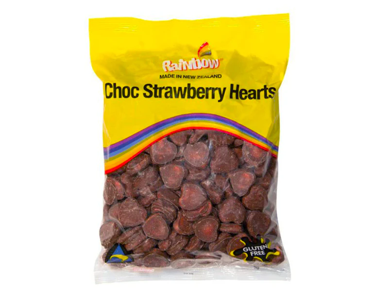 Rainbow Chocolate Strawberry Hearts 1kg