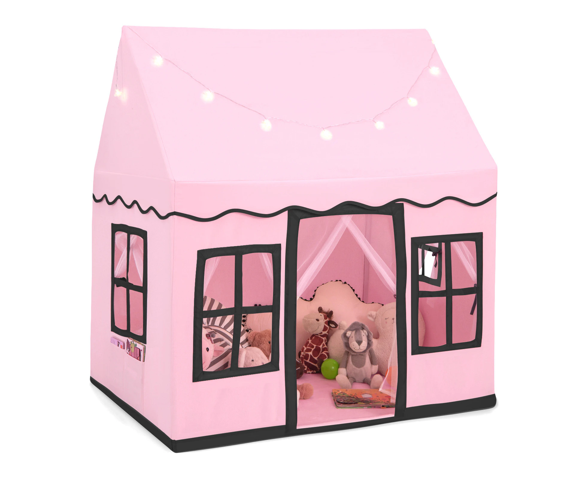 Costway Kids Play Tent Children Castle Playhouse Indoor Toys wWashable Mat Girls Boys Gifts,Pink