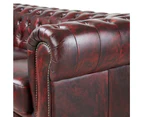 Max Chesterfield 2 Seater Sofa Lounge Genuine Leather Antique Red