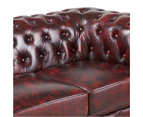 Max Chesterfield 2 Seater Sofa Lounge Genuine Leather Antique Red