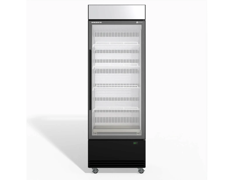 Skope BME600N-AC 1 Glass Door Display or Storage Fridge, Lit Sign - Black/White