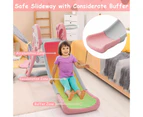 Costway 3IN1 Toddler Folding Slide Children Activity Center Indoor Playset w/Hoop & Ball,Pink