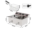 ADVWIN 16L Electric Commercial Deep Fryer Double Baskets 8L+8L Countertop Fryer with Timer