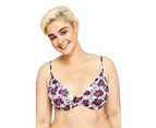 Women 2 x Berlei Barely There Contour Tshirt Bra White Black Nude Pink Blue Underwire Elastane/Nylon - Purple Flowers