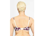 Women 2 x Berlei Barely There Contour Tshirt Bra White Black Nude Pink Blue Underwire Elastane/Nylon - Purple Flowers