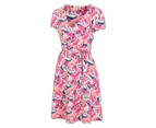 Mountain Warehouse Womens Santorini Leaf Print Jersey Wrap Dress (Bright Pink) - MW2542
