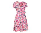 Mountain Warehouse Womens Santorini Leaf Print Jersey Wrap Dress (Bright Pink) - MW2542