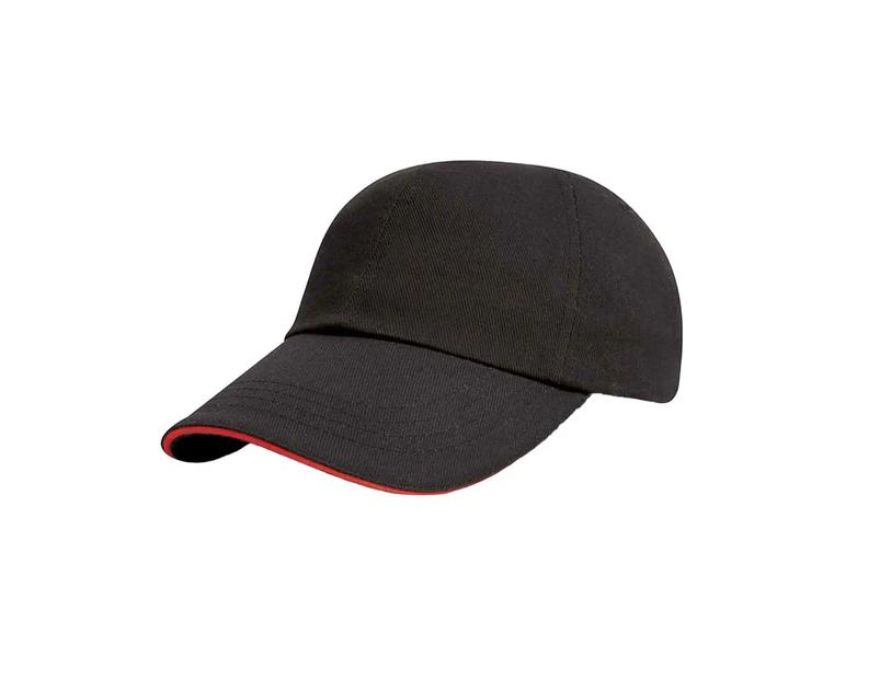 Result Headwear Childrens/Kids Heavy Brushed Cotton Low Profile Baseball Cap (Black/Red) - PC6566