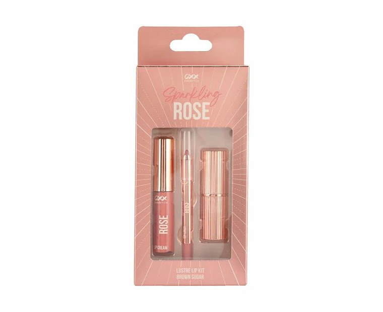 Sparkling Rose Lustre Lip Kit, Brown Sugar - OXX Cosmetics