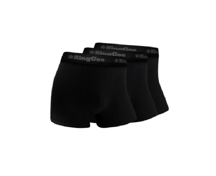 6 X Mens King Gee Bamboo Trunks Underwear Black K19005 - Black