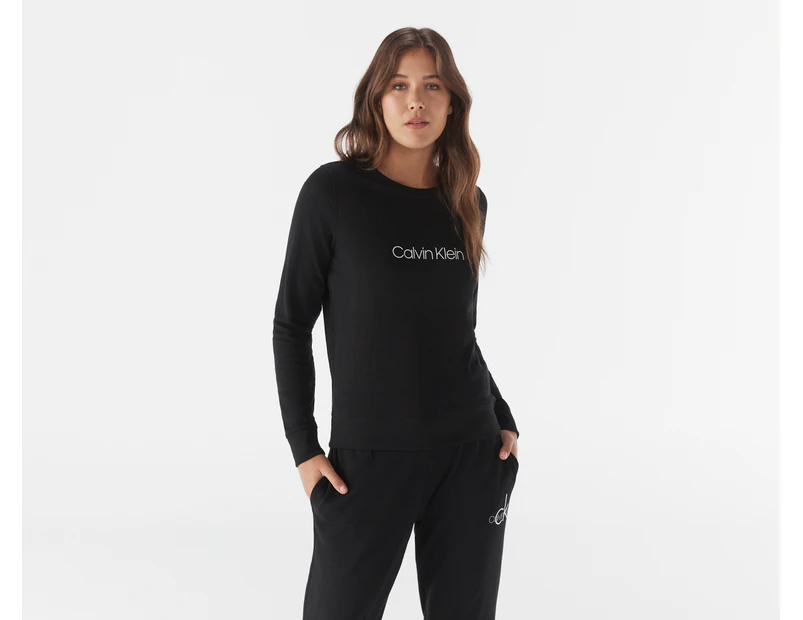 Calvin Klein Women's Lounge Long Sleeve Crew Sweatshirt - Black