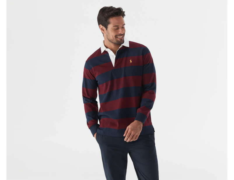 Polo Ralph Lauren Men's Long Sleeve Knit Rugby Shirt - Cruise Navy/Classic Wine