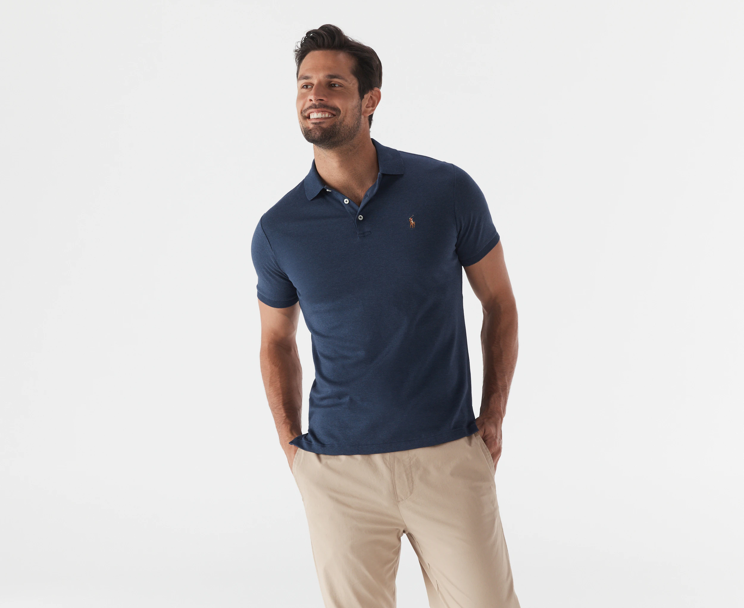 Polo Ralph Lauren Men's Classics Short Sleeve Custom Slim Fit Polo Shirt - Navy Heather