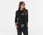 Calvin Klein Women's Logo Lounge Refresh Long Sleeve Crewneck Sweatshirt - Black