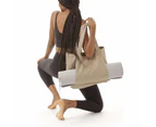 Yoga Pilates Mat Storage Bag Shoulder Handbag with Yoga Mat Carrier Pocket Gym Bag Beige
