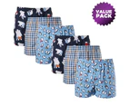 Mitch Dowd - Men's Polar Bears & Penguins Cotton Boxer Shorts Value 6 Pack - Blue