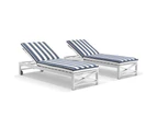 Kansas Outdoor Aluminium Sun Lounge Set on Wheels with Hugo Side Table - Outdoor Sun Lounges - Charcoal