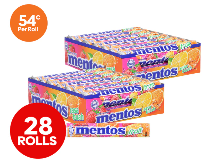 2 x 14pk Mentos Fruity Roll 29g