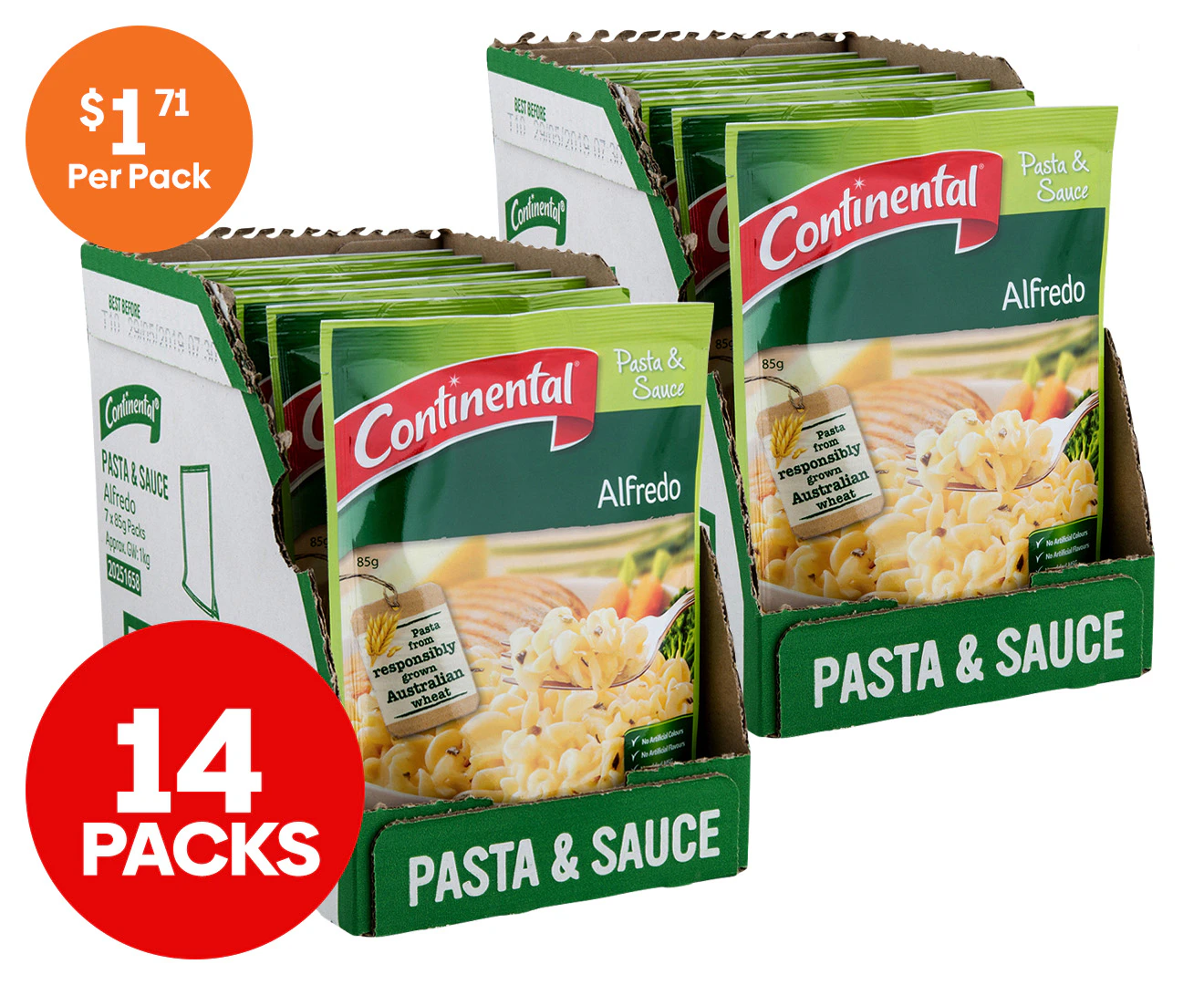 2 x 7pk Continental Pasta & Sauce Alfredo 85g