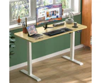 Ufurniture Electric Standing Desk Height Adjustable 120cm Splice Board White Frame/Oak Color Table Top