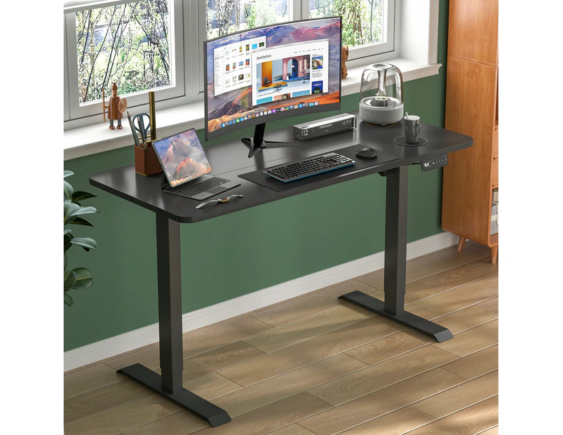 Ufurniture Electric Standing Desk Height Adjustable 140cm Splice Board Black Matte Frame/Black Matte Table Top
