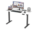 Ufurniture Electric Standing Desk Height Adjustable 140cm Splice Board Black Matte Frame/White Table Top