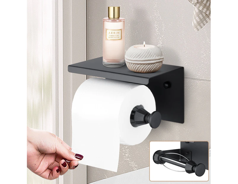 Paper Towel Roll Holder with Shelf Toilet Tissue Roll holder with Damping Effect Phone Shelf Storage