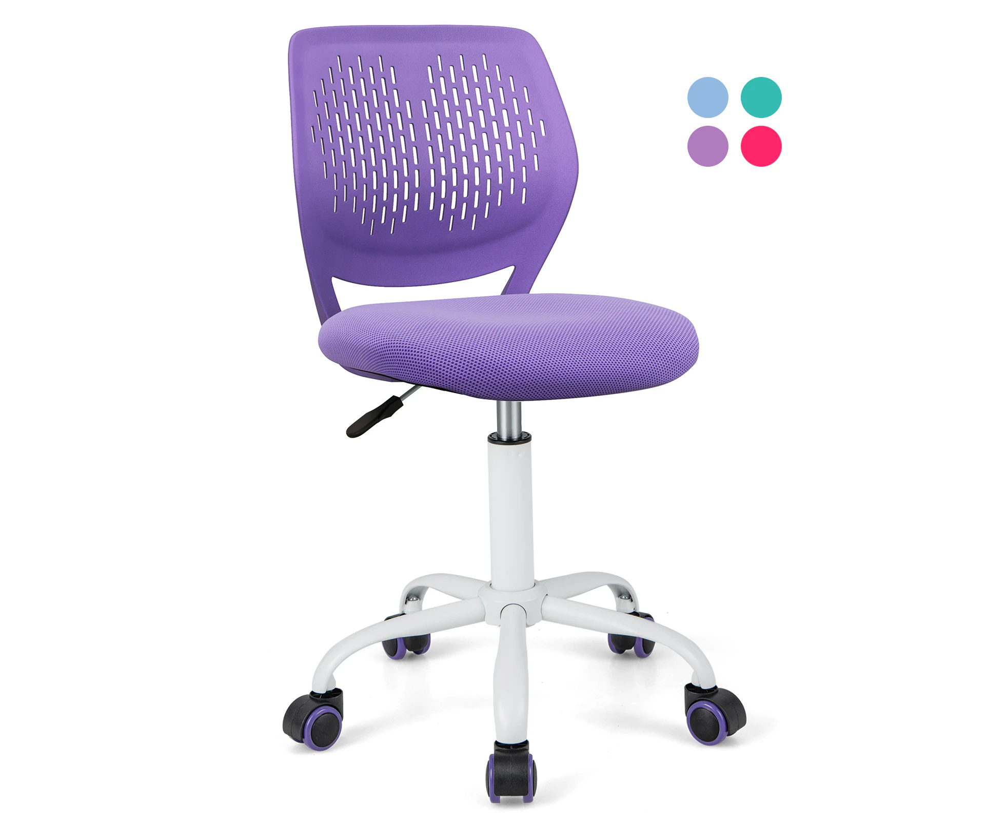 Giantex Kids Desk Chair Height Adjustable Children Computer Chair Swivel Armless Mesh Task Chair for Bedroom Study Room,Purple