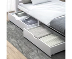 Oikiture 2x Bed Frame Storage Drawers Timber Trundle for Wooden Bed Frame Base White