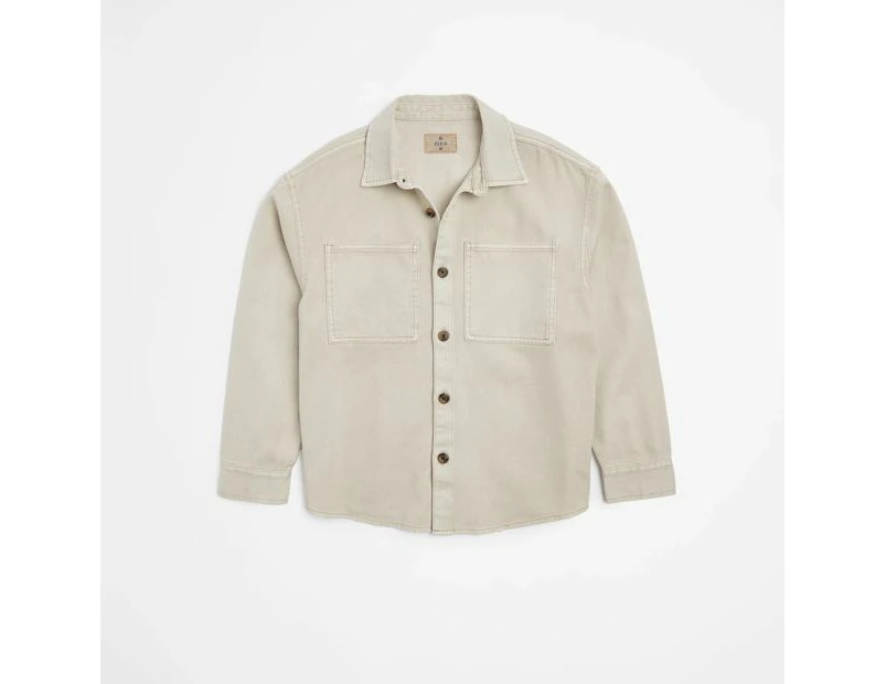 Target Long Sleeve Heavy Denim Shirt Jacket - Neutral