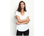 3 x Bonds Womens Scoop Neck Tee T-Shirt Top Cotton White Cotton/Polyester - White