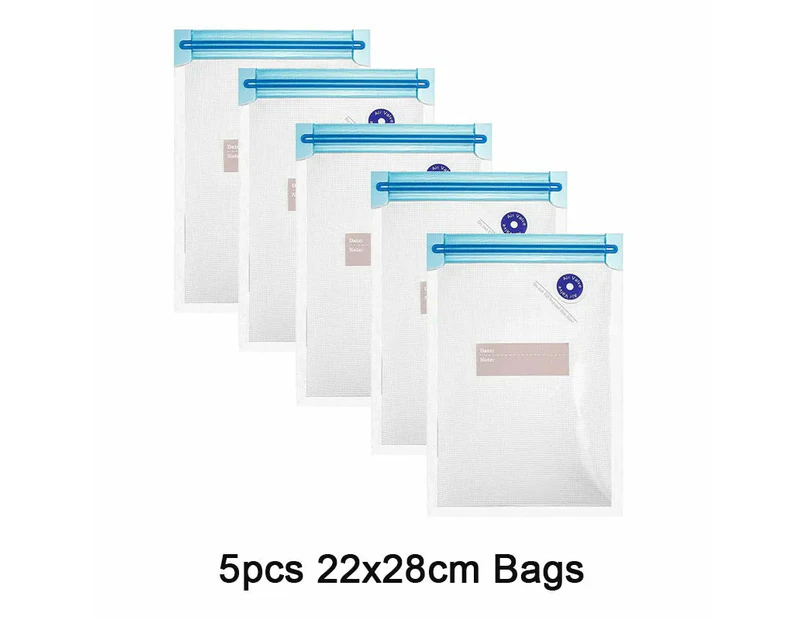 Danoz Direct -  Vacuum Food Storage Zipper Bags Set - Handheld Vacuum Sealer Pump with Bags USB Rechargeable - 5pcs 22x28cm