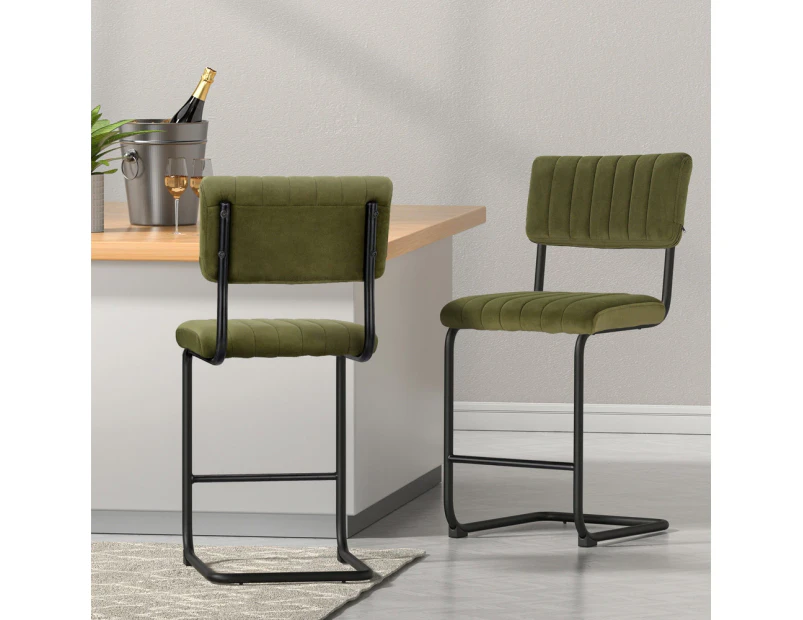 Bar Stools Green Set of 2 Kitchen Stool Chairs