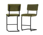 Bar Stools Green Set of 2 Kitchen Stool Chairs