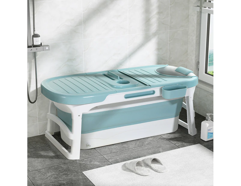 Weisshorn Foldable Bathtub Portable Folding Water Spa with Cover Plate 136x62cm